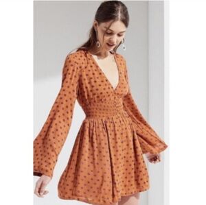 UO Purple And Yellow Floral Dot Dress